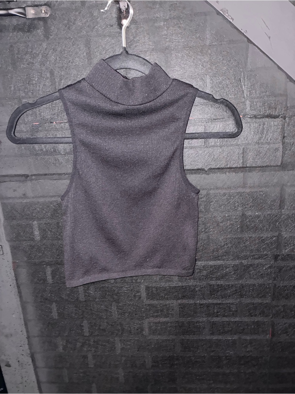 Zara Black Sleeveless Mock Neck Crop Top